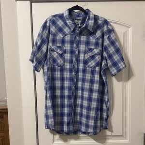 Wrangler Blue and White Plaid Casual Shirt